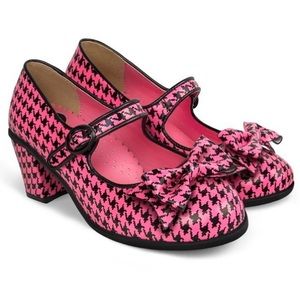 Sz 11 Pink and black houndstooth heel Mary Jane